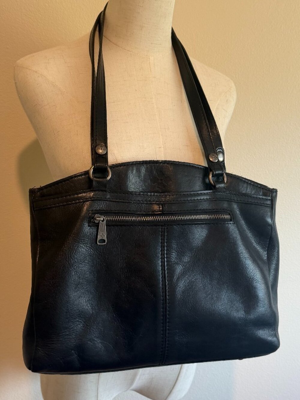 Patricia Nash Black Leather Poppy Satchel Heritage Collection